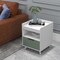 White Contemporary Nightstand with LED Lights and Sliding Drawer